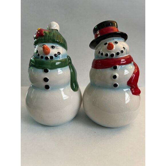 Vintage Publix 2005 Snowman Salt & Pepper Shaker Set Ceramic Christmas Decor E2 - Picture 1 of 3